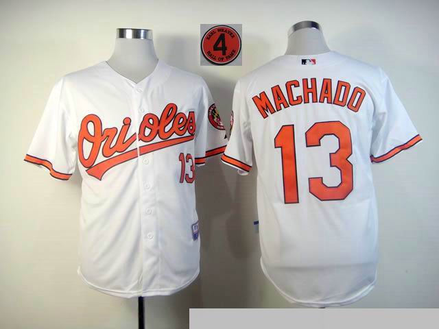 Baltimore Orioles 13 Manny Machado White Hall OF FAME patch men baseball mlb Jerseys