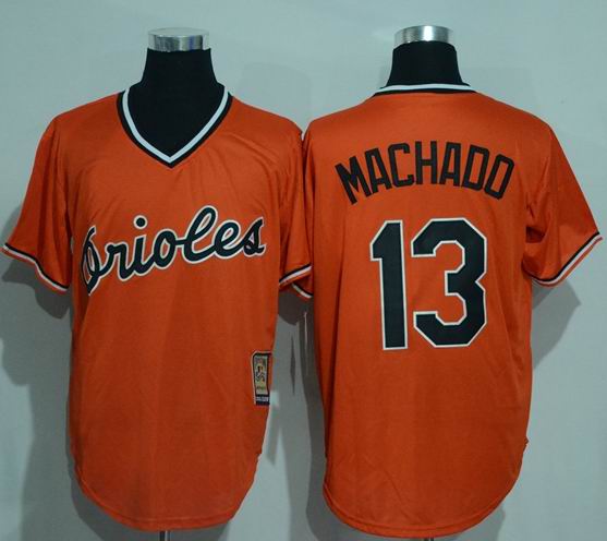 Baltimore Orioles 13 Manny Machado throwback Orange men baseball mlb  Jerseys