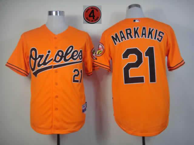 Baltimore Orioles 21 Nick Markakis Orange Hall OF FAME patch men baseball mlb  Jerseys