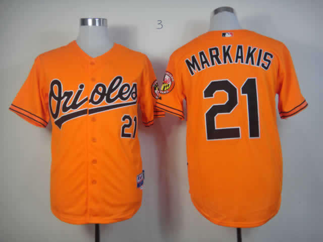 Baltimore Orioles 21 Nick Markakis Orange men baseball mlb Jerseys