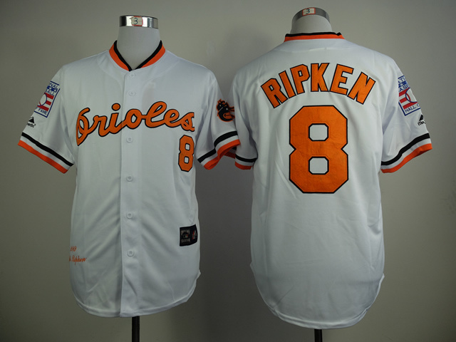 Baltimore Orioles 8 Cal Ripken 1970 Throwback Baseball white men baseball mlb Jerseys Hall of Fame patch