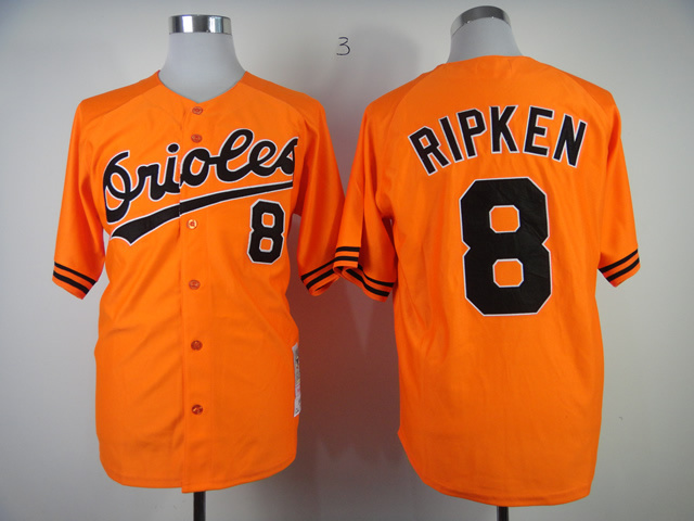 Baltimore Orioles 8 Cal Ripken orange Throwback men baseball mlb Jersey