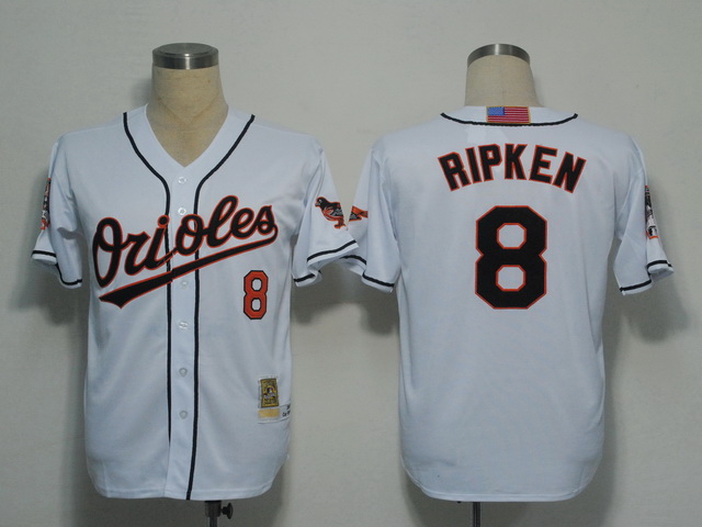 Baltimore Orioles 8 Ripken White M&N 2001 men baseball mlb jerseys