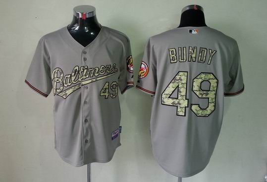 Baltimore Orioles BUNDY 49 gray camo men baseball mlb Jerseys