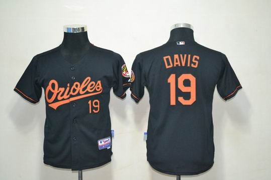 Baltimore Orioles DAVIS 19# kids black mlb jerseys