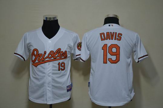 Baltimore Orioles DAVIS 19# kids white mlb jerseys