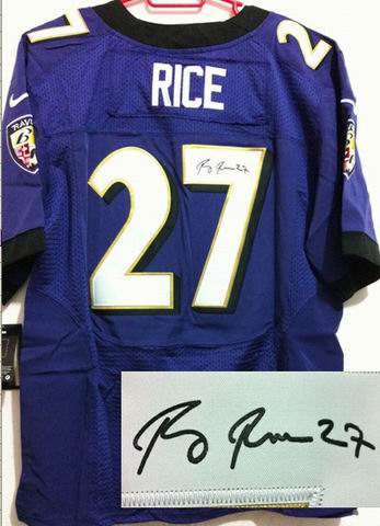 Baltimore Ravens RICE 27 Purple Signature NFL Jerseys