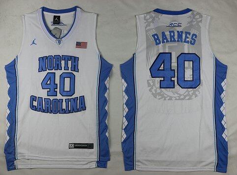 Barnes North Carolina #40 White College Basketball Jersey