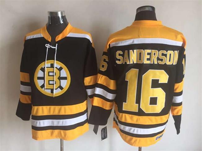 Boston Bruins 16 Derek Sanderson Black men ice hockey nhl jerseys