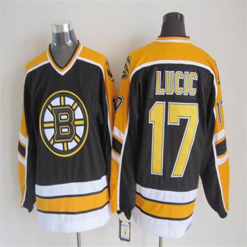 Boston Bruins 17 Milan Lucic black yellow CCM men ice hockey nhl jerseys