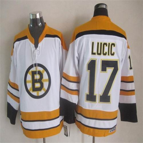 Boston Bruins 17 Milan Lucic white yellow CCM men ice hockey nhl jerseys