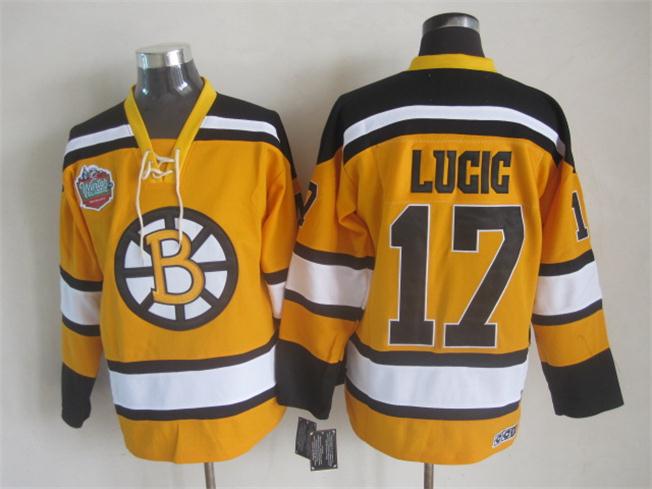 Boston Bruins 17 Milan Lucic yellow CCM men ice hockey nhl jerseys