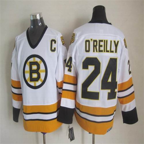 Boston Bruins 24 Terry O'REILLY White Throwback men ice hockey nhl jerseys