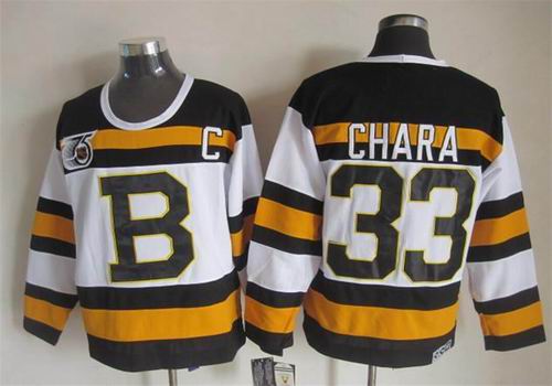 Boston Bruins 33 Zdeno Chara White throwback 75th men ice hockey nhl jerseys