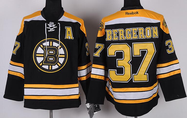 Boston Bruins 37 Patrice Bergeron A Patch Black men ice hockey nhl jerseys