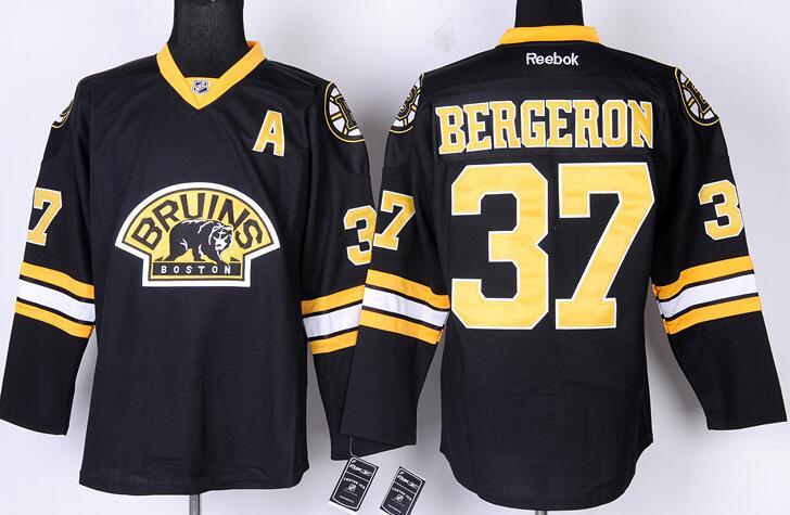 Boston Bruins 37 Patrice Bergeron Black men nhl ice hockey jerseys