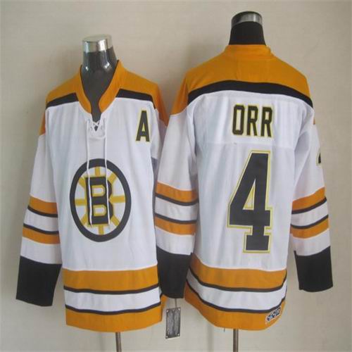 Boston Bruins 4 Bobby Orr white yellow CCM men ice hockey nhl jerseys