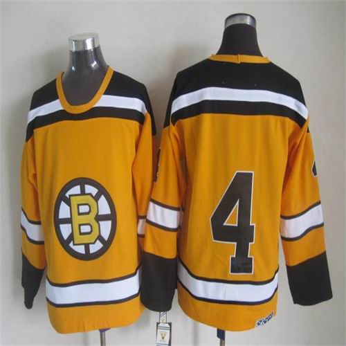 Boston Bruins 4 Bobby Orr yellow CCM nhl hockey jerseys
