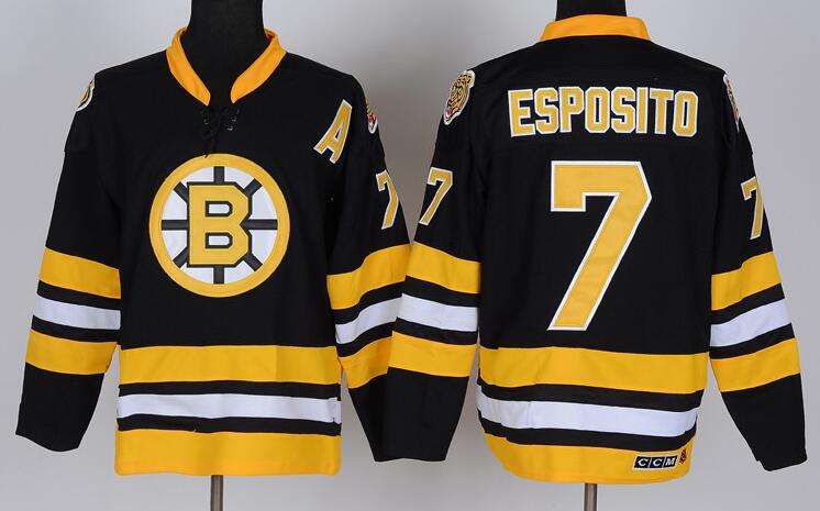 Boston Bruins 7 Phil Esposito Black men ice hockey nhl jerseys