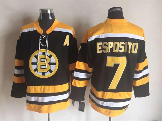 Boston Bruins 7 Phil Esposito CCM black yellow men ice hockey nhl jerseys