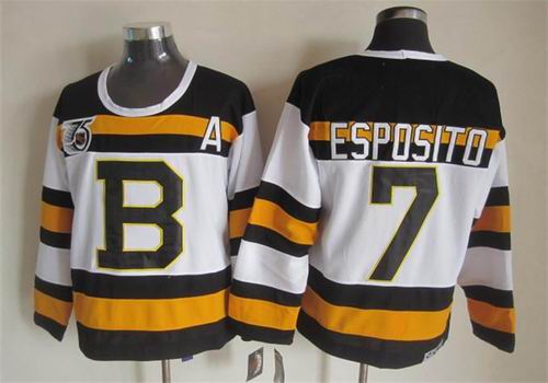 Boston Bruins 7 Phil Esposito white throwback 75th men ice hockey nhl jerseys