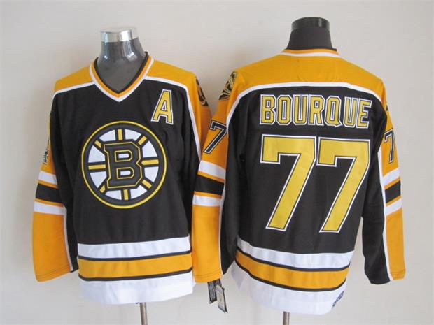 Boston Bruins 77 Ray Bourque black yellow CCM men ice hockey nhl jerseys