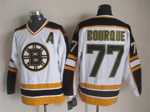 Boston Bruins 77 Ray Bourque white black throwback 75th men ice hockey nhl jerseys