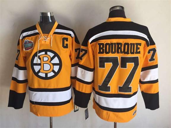 Boston Bruins 77 Ray Bourque yellow CCM men ice hockey nhl jerseys