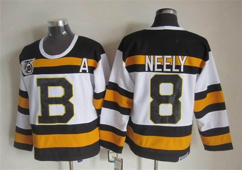 Boston Bruins 8 Cam Neely white throwback 75th men ice hockey nhl jerseys