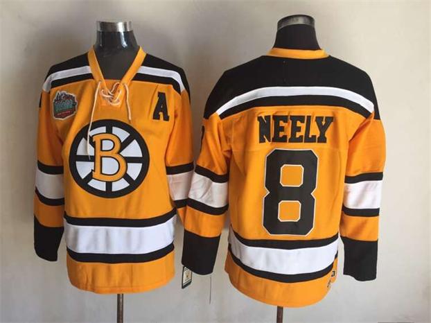 Boston Bruins 8 Cam Neely yellow CCM men ice hockey nhl jerseys