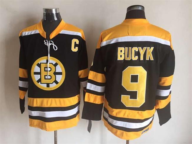 Boston Bruins 9 Bucyk black yellow men ice hockey nhl jerseys