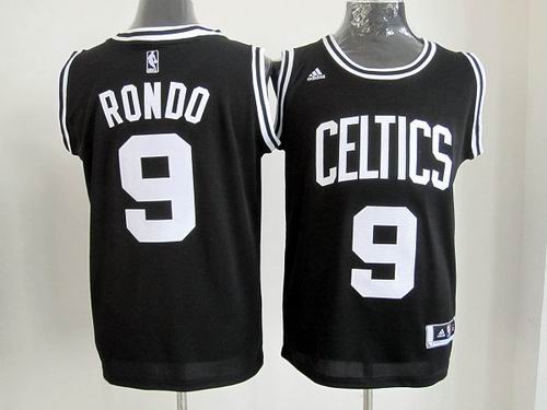 Boston Celtics 9 Rajon Rondo Black White Adidas men NBA basketball Jerseys