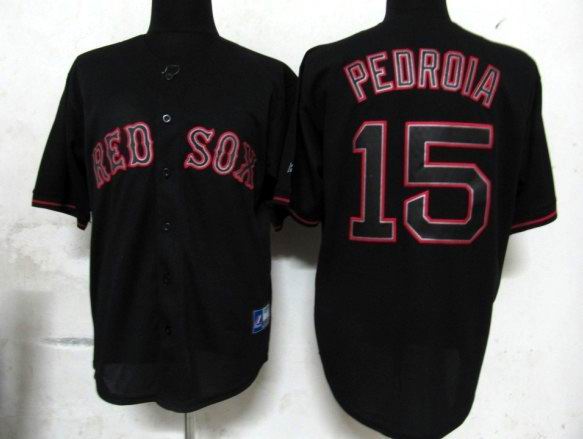 Boston Red Sox 15 Dustin Pedroia Black men baseball mlb Jerseys