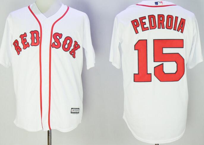 Boston Red Sox 15 Dustin Pedroia majestic white men baseball mlb jersey