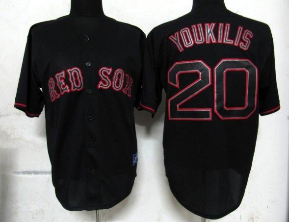 Boston Red Sox 20 Kevin Youkilis Black men baseball mlb Jerseys