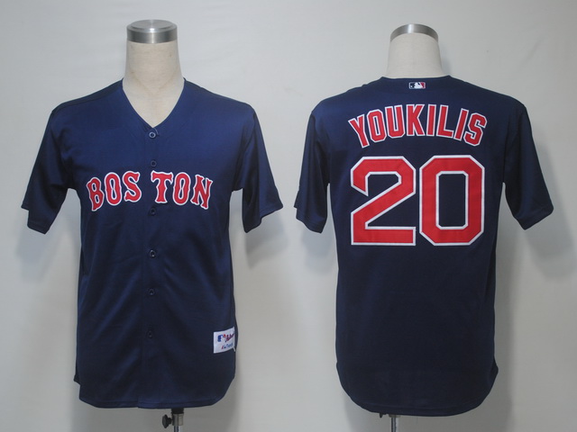 Boston Red Sox 20 Youkilis Dark Blue men baseball mlb jerseys