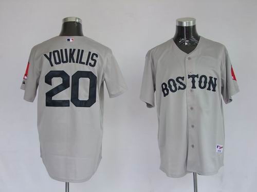 Boston Red Sox 20 Youkilis Grey men baseball mlb jersey