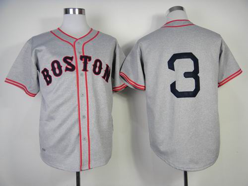 Boston Red Sox 3 throwback gray men baseball mlb  Jerseys