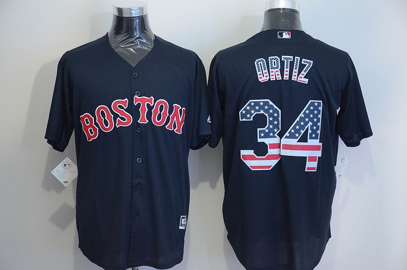 Boston Red Sox 34 David Ortiz dark blue usa flag majestic men baseball mlb jerseys