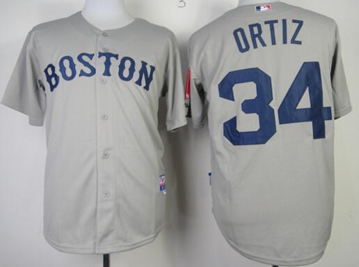 Boston Red Sox 34 Ortiz Grey men baseball mlb jerseys