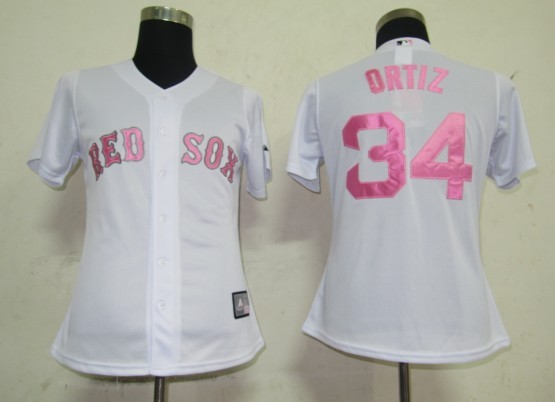 Boston Red Sox 34 Ortiz White MLB Women Jerseys