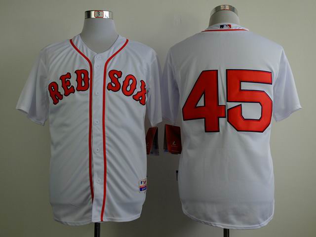 Boston Red Sox 45 white throwback men baseball mlb  jersey