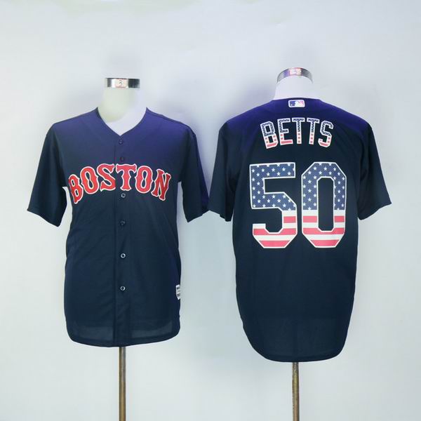 Boston Red Sox 50 Mookie Betts dark blue USA flag men baseball mlb Jersey