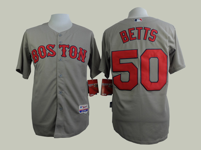 Boston Red Sox 50 Mookie Betts gray men baseball mlb  Authentic Jersey