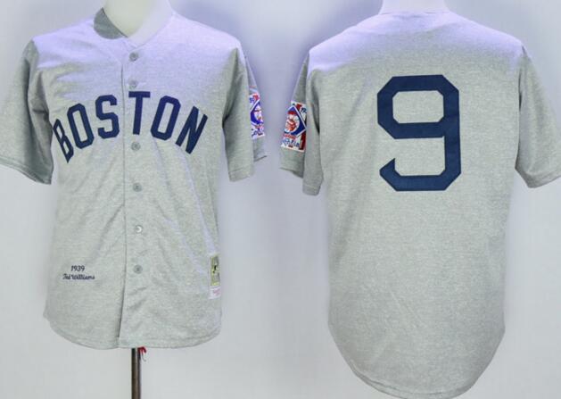 Boston Red Sox 9 Ted Williams gray men baseball mlb jerseys