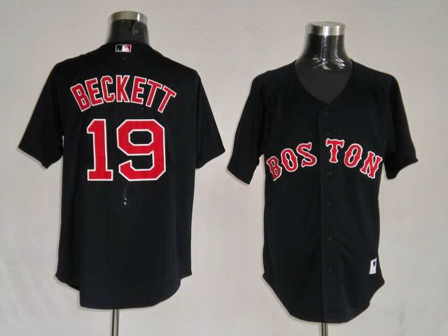 Boston Red Sox Beckett 19 Black men baseball mlb jersey