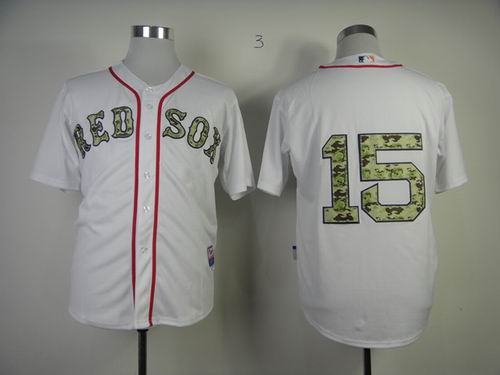 Boston Red Sox Dustin 15 new white camo men baseball mlb jersey