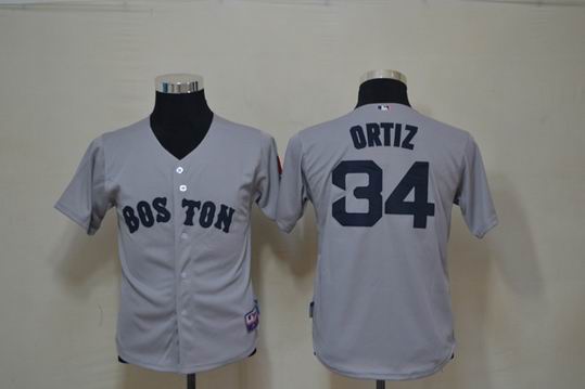 Boston Red Sox ORTIZ 34 gray kids mlb jerseys