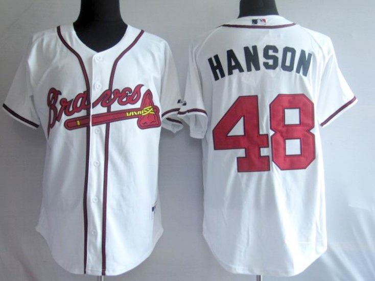 Braves Tommy Hanson 48 White men baseball mlb jerseys