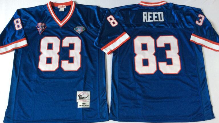 Buffalo Bills 34 reed Throwback men blue nfl football Jerseys 75th patch